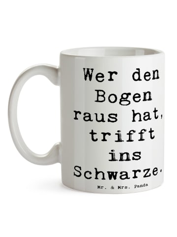 Mr. & Mrs. Panda Kaffeebecher Spruch Bogensport Meister mit Spruch in Weiß