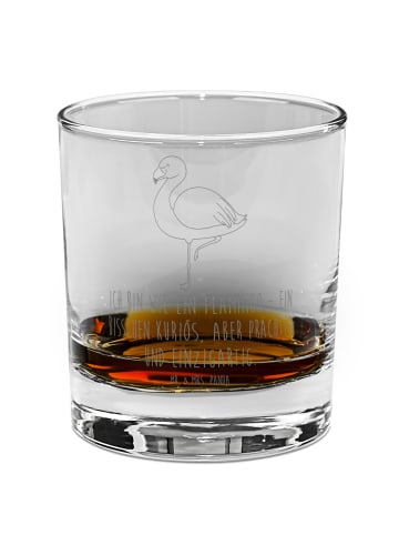 Mr. & Mrs. Panda Whiskeyglas Flamingo Classic mit Spruch in Transparent