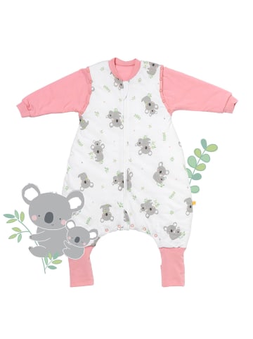 Schlummersack Schlafsack mit Füßen, umklappbaren Bündchen und Ärmeln, 1.0 TOG in Rosa-Weiß