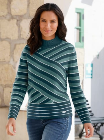 WITT WEIDEN Stehkragen-Pullover in jade-ecru-geringelt