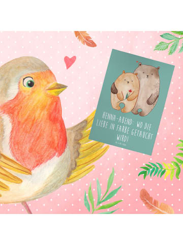 Mr. & Mrs. Panda Grußkarte Henna-Abend Farbenliebe mit Spruch in Meeresbrise