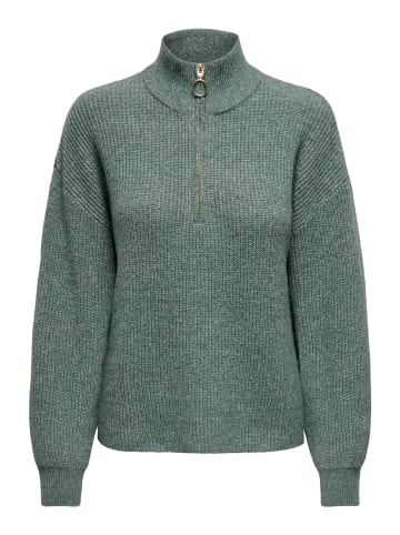 ONLY Pullover mit Stehkragen und halbem Reißverschluss in Grün