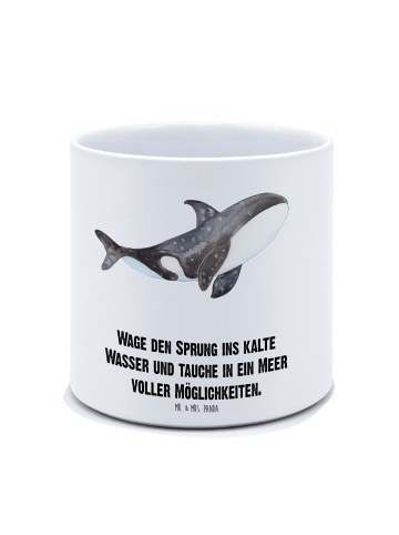 Mr. & Mrs. Panda Pflanzkübel Groß Orca mit Spruch in Weiß