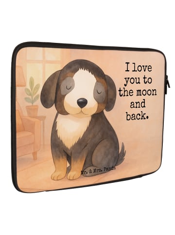 Mr. & Mrs. Panda Notebooktasche Hund Entspannen Design mit Spruch in Weiß