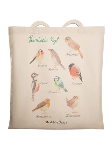 Mr. & Mrs. Panda Tasche Heimische Vögel mit Spruch in Bunt