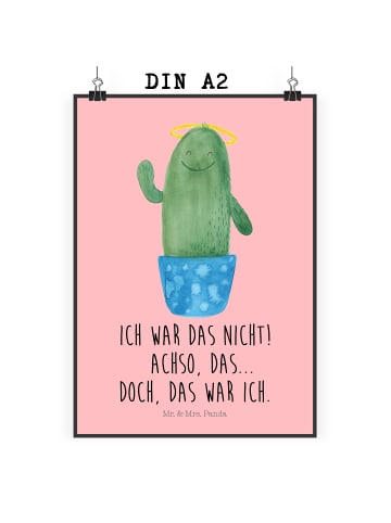 Mr. & Mrs. Panda Bild Kaktus Heilig mit Spruch in Rot Pastell