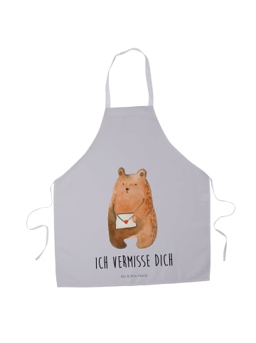 Mr. & Mrs. Panda Schürze Bär Vermissen mit Spruch in Grau Pastell
