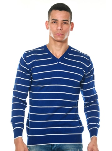 FIOCEO Pullover in blau/weiss