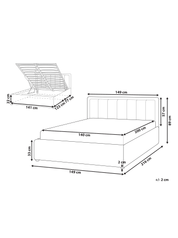 Beliani Doppelbett MONTLAUR in Beige - (W) 149 x (H) 89 x (L) 216 cm