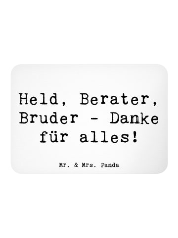 Mr. & Mrs. Panda Kühlschrankmagnet Spruch Held Bruder mit Spruch in Weiß