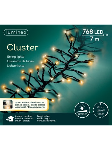 LUMINEO Lichterkette CLUSTER 768 LED 7 m, schwarzes Kabel in warm weiß/klassisch warm