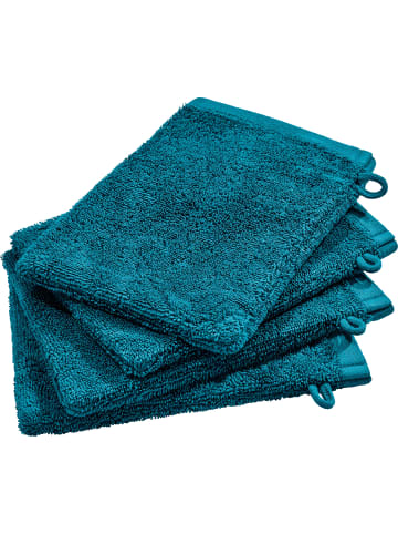 Erwin Müller Frottier, Jacquard Waschhandschuh 4er-Pack Sigmaringen in türkis