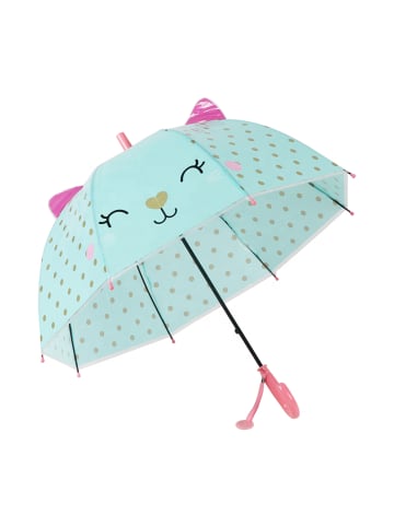 Yuhu Kinder Regenschirm Katze Transparent Automatik ab 3 Jahren in Türkis