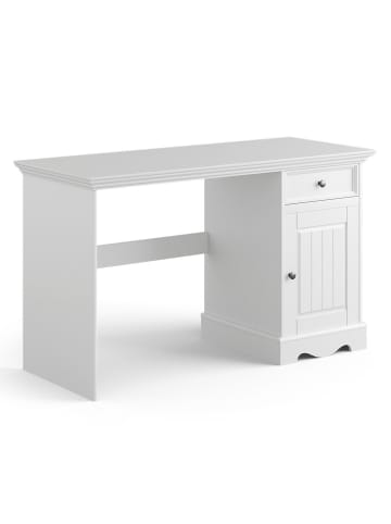 Feldmann-Wohnen Schreibtisch Belluno Kiefer weiß (RAL9010) lackiert 130 / 53 / 77cm