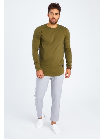 Leif Nelson Herren Longsleeve Rundhals LN-8394 in khaki