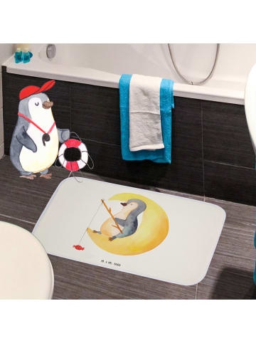 Mr. & Mrs. Panda Badematte Pinguin Mond ohne Spruch in Weiß