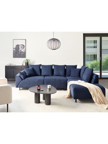 Beliani 9-tlg Ecksofa LUNNER in Blau/Schwarz linksseitig