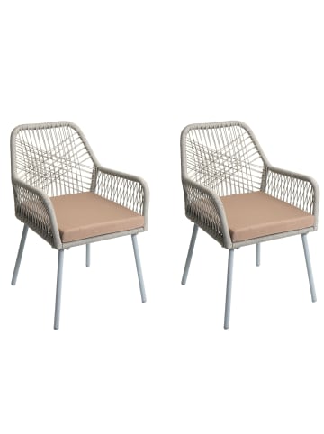 MCW 2er-Set Gartenstuhl O12, Hellgrau, Bezug taupe