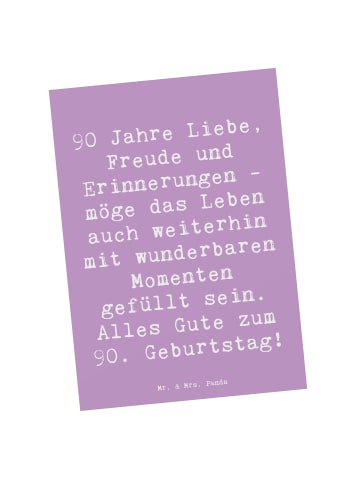 Mr. & Mrs. Panda Postkarte Spruch 90. Geburtstag mit Spruch in Lavendeltraum