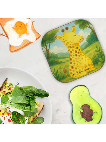Mr. & Mrs. Panda Bierdeckel Giraffe Zufrieden Design ohne Spruch in Weiß
