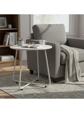 relaxdays Beistelltisch in Weiß - (H)46 x Ø 44 cm