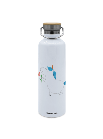 Mr. & Mrs. Panda Sportflasche Einhorn Blume ohne Spruch in Weiß