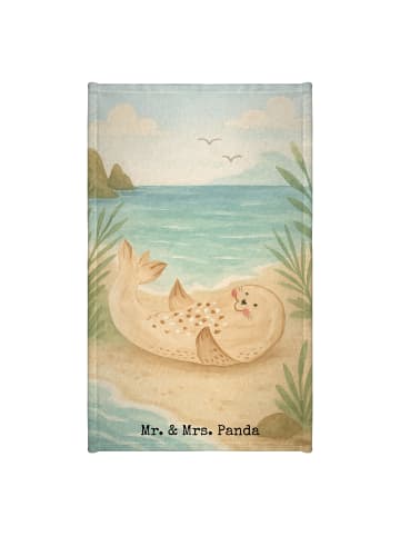 Mr. & Mrs. Panda Handtuch Robbe Liegen Design ohne Spruch in Weiß