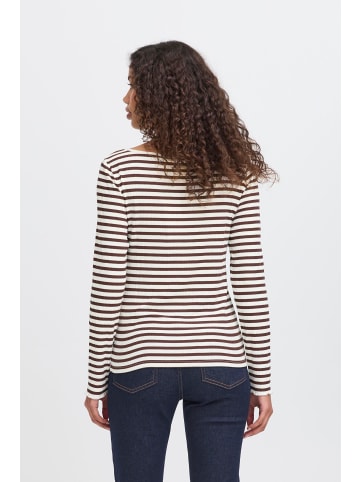 ICHI Langarm-Shirt IHCELLA Tight fit in COFFEE BEAN/CLOUD DANCER