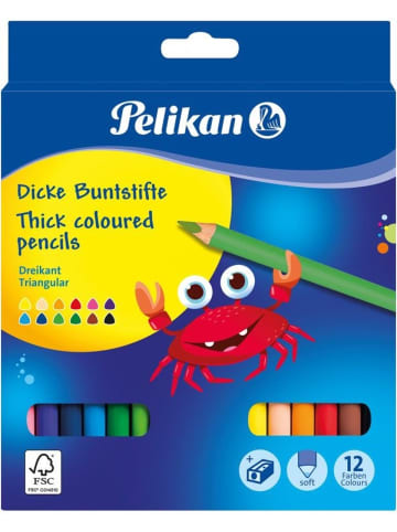 Pelikan Buntstifte dick inkl. Anspitzer Packung mit 12 Farben