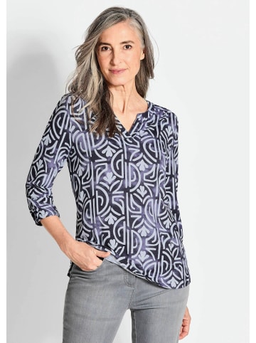 GOLDNER Bluse mit Muster, Halbarm in marine / gemustert