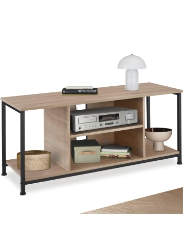 tectake TV-Regal Denver 120 x 40 x 50,5 cm, Industrial Holz hell, Eiche Sonoma
