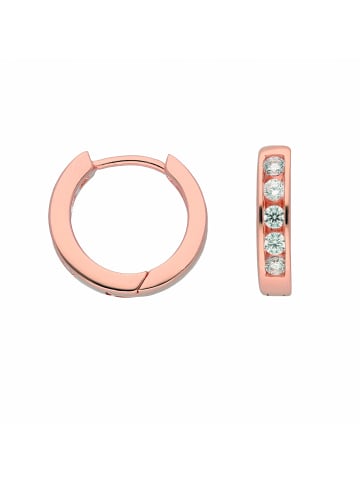 Adeliás Damen 925 Silber Ohrringe / Creolen mit Zirkonia Ø 14,5 mm in rose