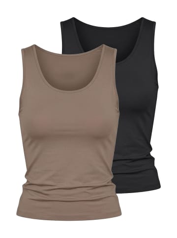 Nina von C. 2er Pack Achseltop in noisette-schwarz