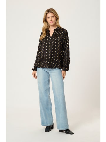 Kaffe Langarm-Bluse KAsofie in Black With Foil Print