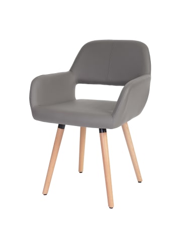 MCW 6x Esszimmerstuhl A50, Kunstleder, taupe-grau, helle Beine