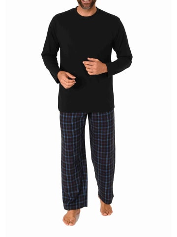 NORMANN Schlafanzug lang Pyjama Set Flanell Hose - 70934 in schwarz