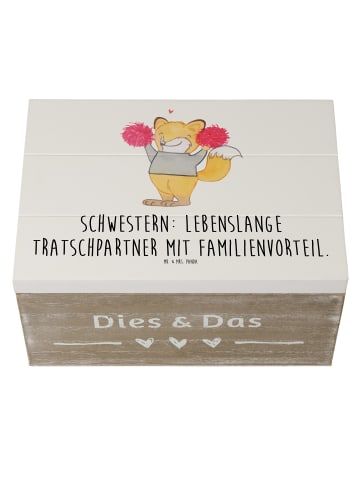 Mr. & Mrs. Panda Truhe Schwestern Tratschpartner mit Spruch in Weiß