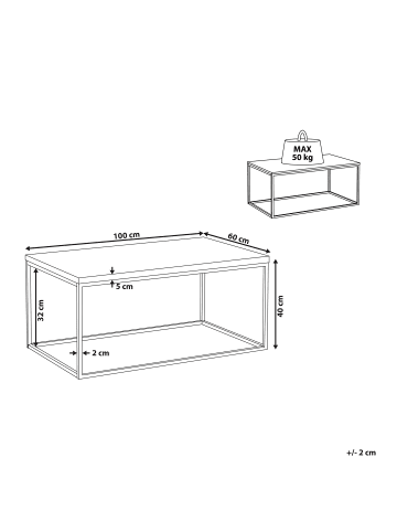 Beliani Couchtisch DELANO in Braun/Schwarz - (W) 60 x (H) 40 x (L) 100 cm
