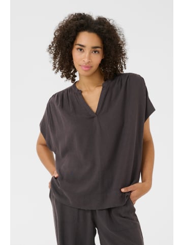 Kaffe Kurzarm-Bluse KAmilia Loose fit in Black Oyster