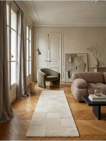 KADIMA DESIGN Teppich Wolle DEBEN Karo Wohnzimmer Modern Schachbrett Muster in Beige