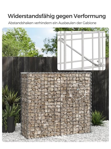 SONGMICS 2er-Set: Gabione in Silbern - (B)100 x (H)90 x (T)30 cm