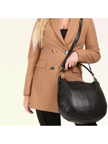 Toscanto Leder Schultertasche Toscanto Tasche schwarz ca. 40cm