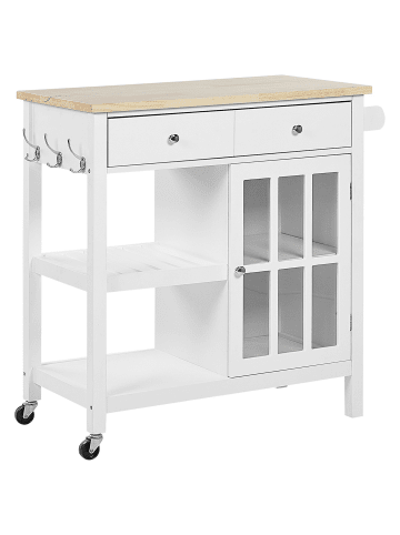 Beliani Servierwagen GENOA in Weiß/Braun - (W) 80 x (H) 88 x (L) 43 cm