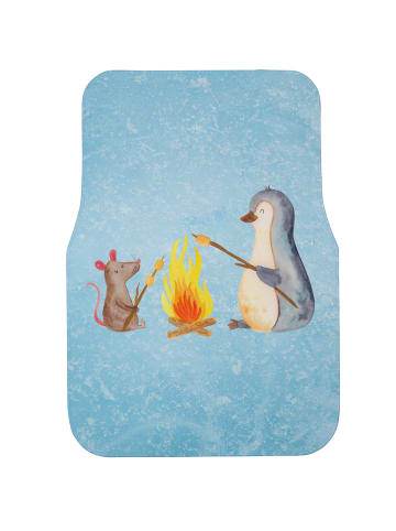 Mr. & Mrs. Panda Fußmatte Fürs Auto Pinguin Lagerfeuer ohne Spruch in Eisblau