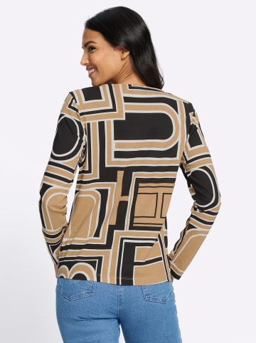 Sieh an! Langarm-Shirt in camel-schwarz-bedruckt