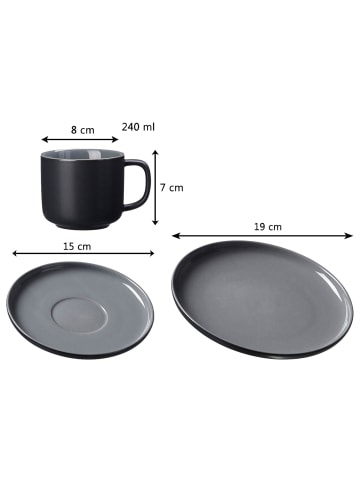 3-tlg. Kaffeeservice mit Kanne Jasper in Schwarz