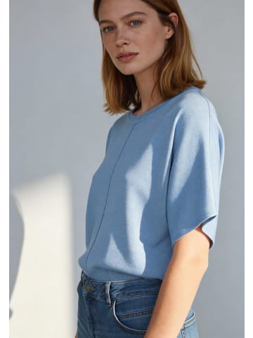 More & More zeitlos schöner Basic-Kurzarmpullover in cashmere blue