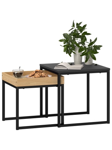 HOMCOM Couchtisch Set-45L x 45B x 45H cm-Schwarz