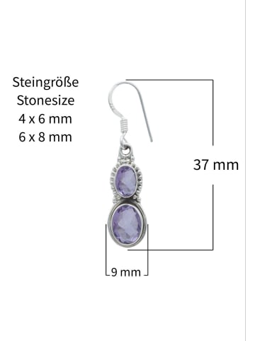 mantraroma 925er Silber - Ohrringe (L) 9 x (B) 37 mm mit Amethyst facettiert