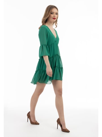 faina Damen Minikleid Mit Rüschen in Waldgrün